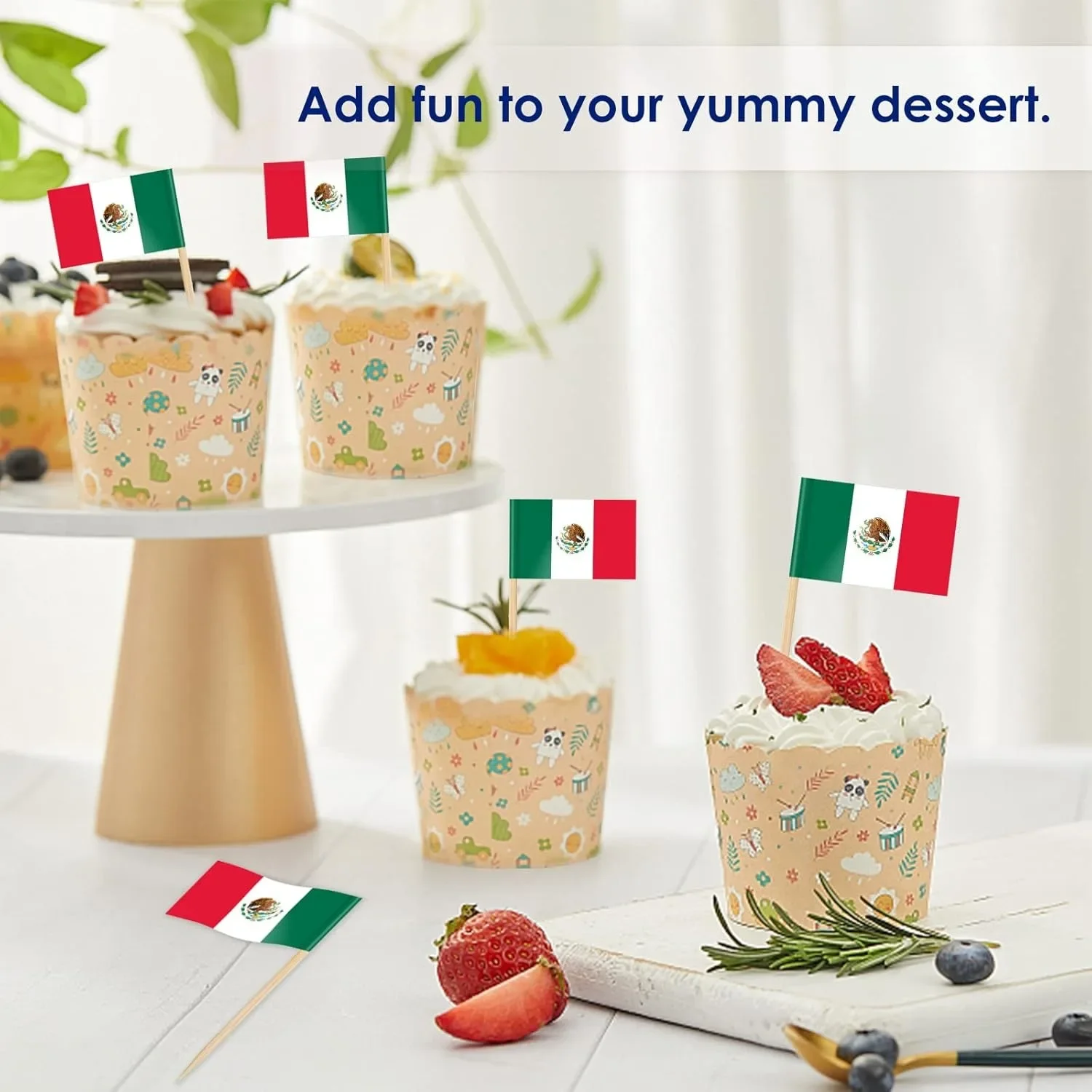 Mexico Toothpick Flag Mexican MX National Small Mini Cocktail Fruit Cupcakes Toppers Food Stick Flags Decorations,100 Pack