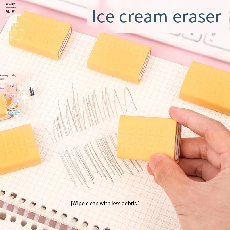 3pcs  Creative scented ice cream eraser cartoon fun student clean and flawless simulation pencil eraser stationery gifts