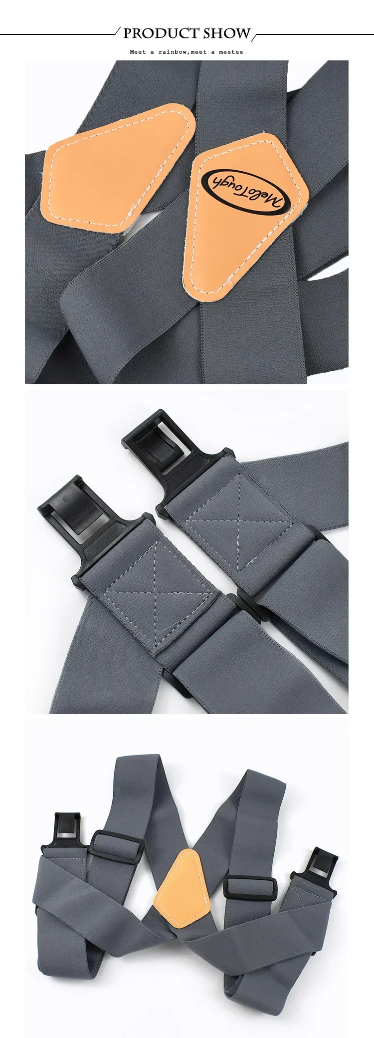 Heavy Duty Work Suspenders for Men X-Back Gripper Clasps Adjustable Strap Fully Elastic Adult Widen Men's Suspender