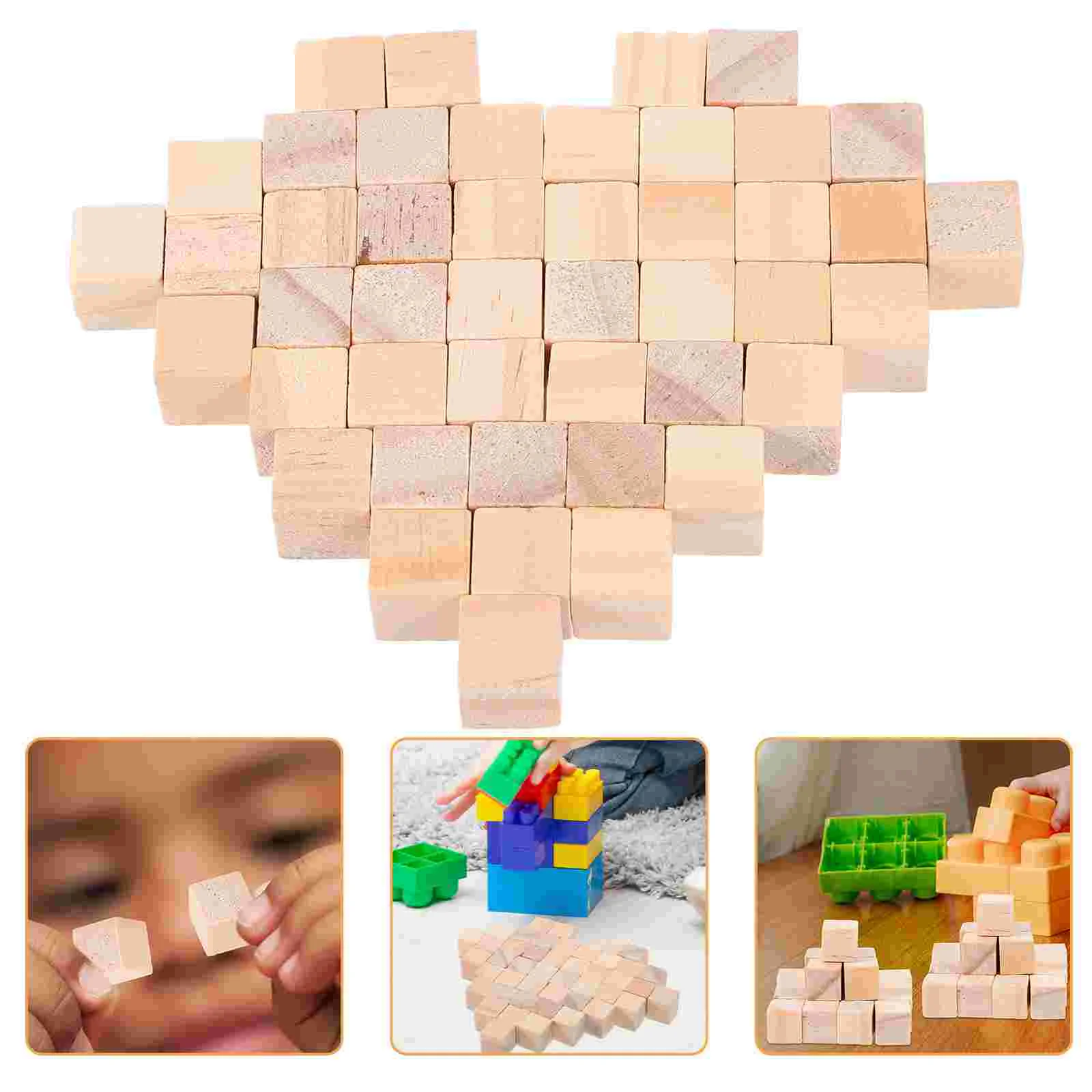 100 Pcs Solid Wood DIY Building Blocks Square Volume Mini Handmade 100pcs Children Toy Pine Toys