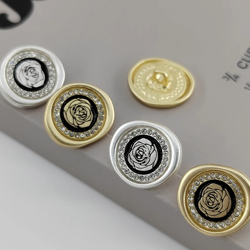 18/22.5MM oro argento strass bottoni con gambo in metallo bottoni decorativi di moda progettati rosa di alta qualità per abbigliamento cucito fai da