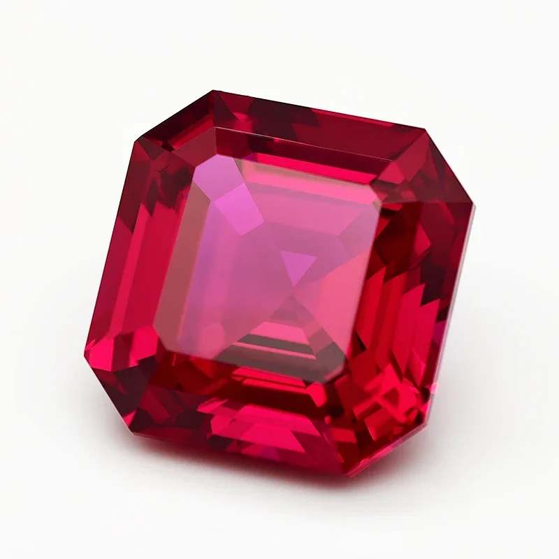 

Глубиная кровь, выращенный в лаборатории рубиновый драгоценный камень Asscher Cut, синтетический рубин, свободные драгоценные камни для эксклюзивных ювелирных изделий с сертификатом AGL