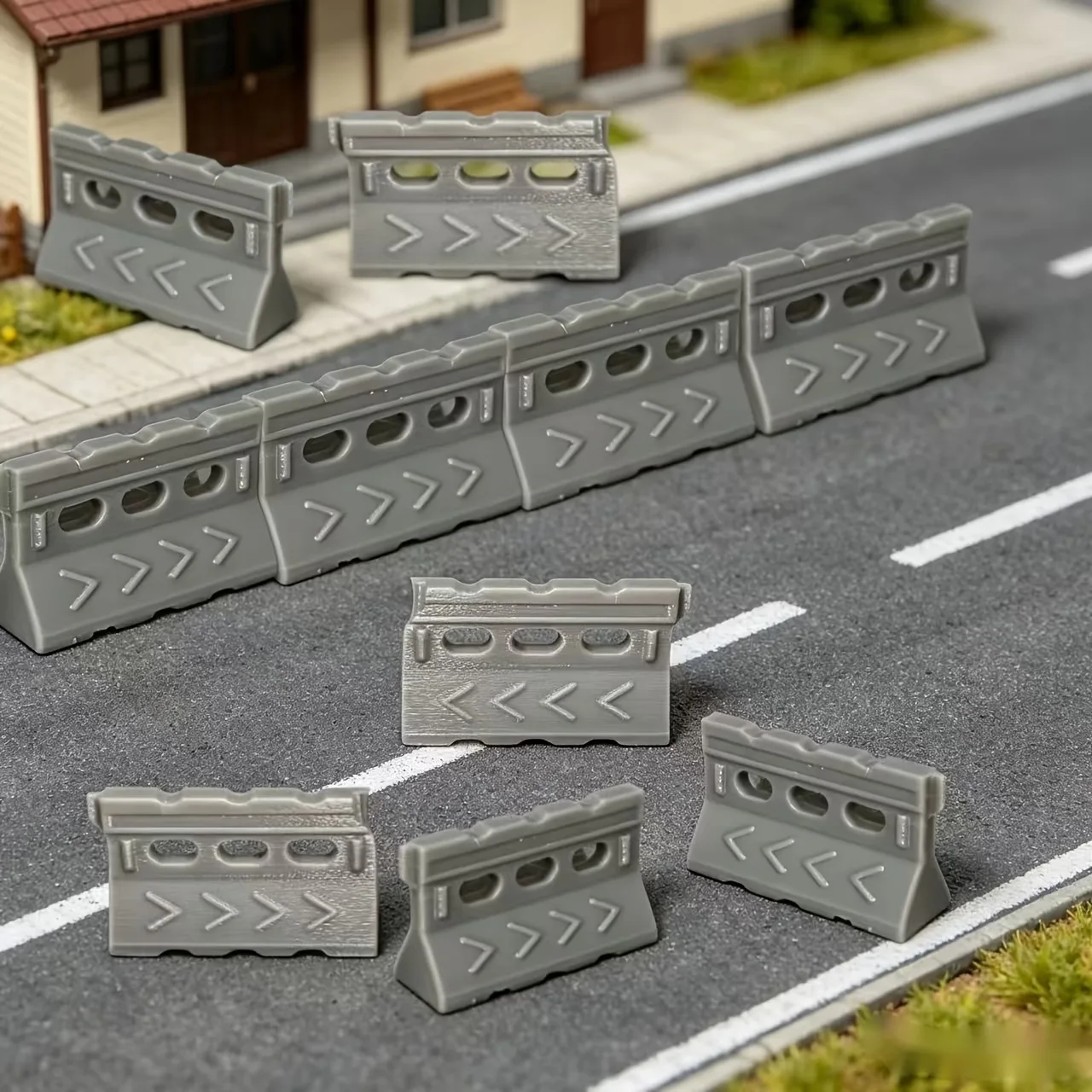 HO  N Scale Simulation Highway Fence Roadblock PLA Model Traffic Barriers for Miniature Model 6PCS
