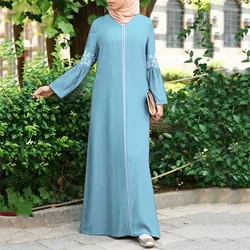 Abaya-Robe Longue Vintage à Imprimé Floral pour Femme Musulmane, Vêtement Islamique de Couleur Unie, Kaftan Burka, Nouvelle Collection 2023