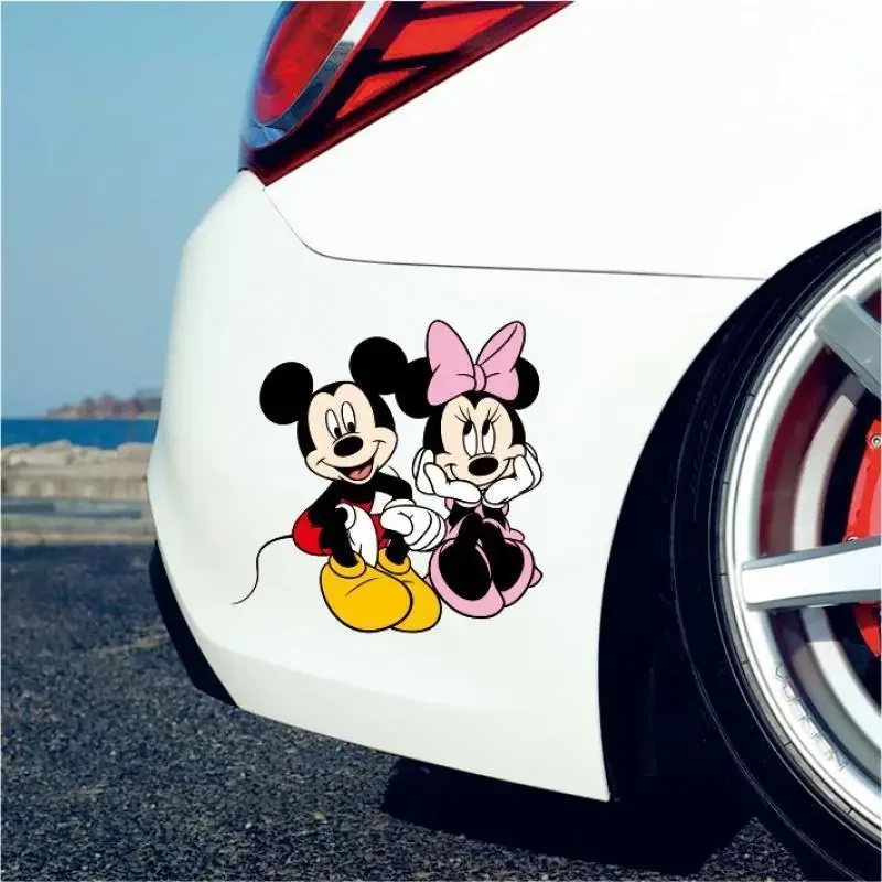 Disney Mickey Car Stickers Anime Automobile Sticker Side Door Scratch Stickers Block Car Tail Cartoon Car Accessories Decorative