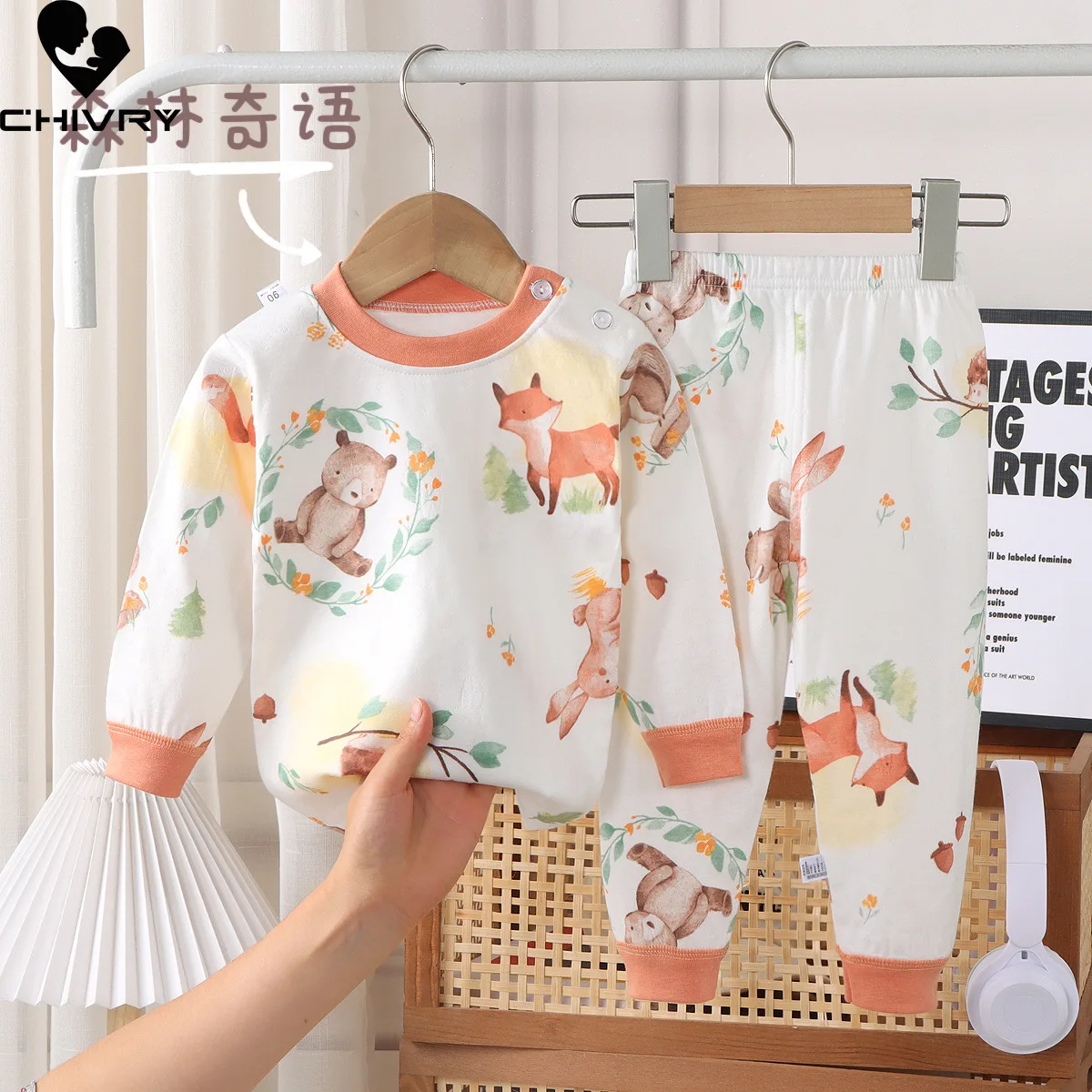 2023 New Kids Boys Girls Pajamas Sets Cute Cartoon Print Long Sleeve T-Shirt Tops with Pants Baby Autumn Winter Sleeping Clothes