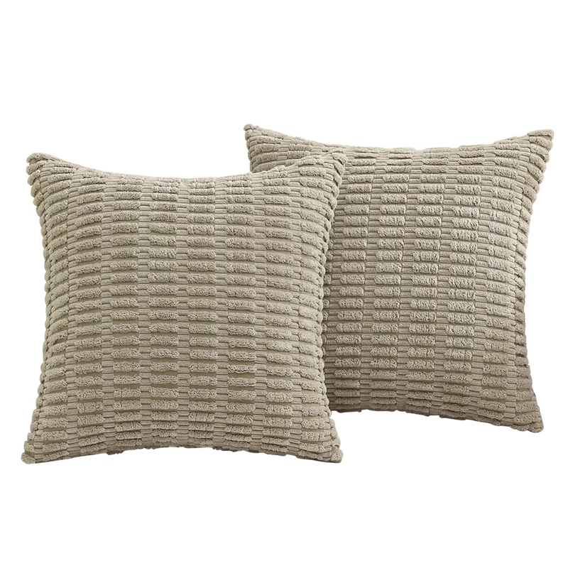 

Homaxy Pillow Covers 40x40 Decorative Throw Soft Cushion Cover Corduroy Striped Square Sofa Pillow Case 50x50cm Boho Home Decor