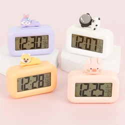 Kawaii LED Digital Clock Cute Rome Decor Cartoon Pig Alarm Clock with Night Light Room Cute Watch Bedroom Bedside Ornaments