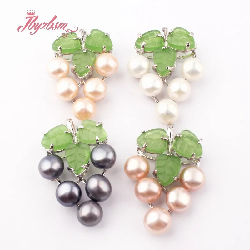 6mm Natural Freshwater Pearl Green Grape Stone Beads Tibetan Silver Fashion Pendant 1 Pcs For Women Party Gift  Free shipping