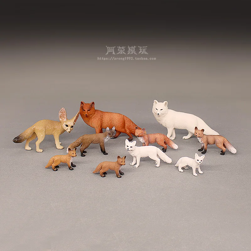 الثعلب الأحمر القطبي الثعلب ذو الأذنين الكبيرة عمل أرقام المحاكاة المعرفية لنماذج صغيرة من الحيوانات البرية زخرفة صغيرة الملحقات