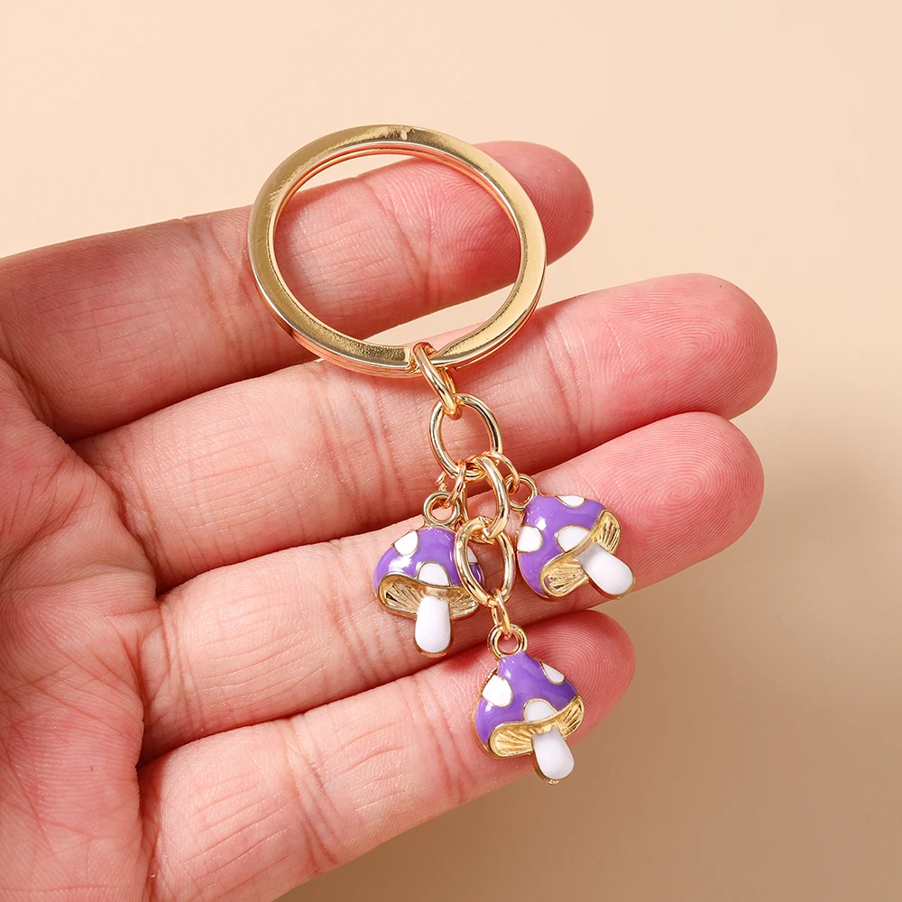 Aihua Niedlicher Pilz-Schlüsselanhänger, vergoldeter Pilz-Schlüsselring für Damen und Herren, Handtaschenanhänger, handgefertigter Schmuck, Geschenke – Detail 5