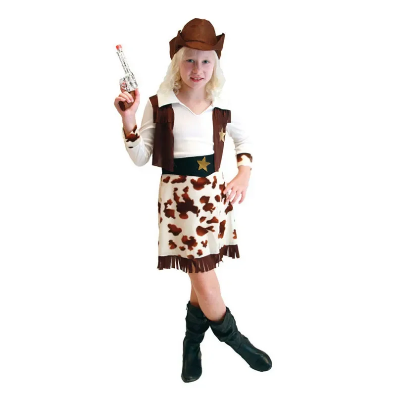 Bambini Adulti Ovest Cowboy Cosplay Costume Delle Ragazze Dei Ragazzi Delle Donne Degli Uomini di Costumi di Prestazione del Vestito Da Partito Del Purim di Halloween Di Natale