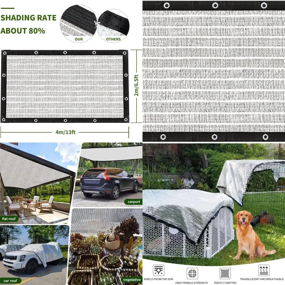 

80% Shade Silver Cloth for Garden, Pergola, Greenhouse, Chicken Coop, Kennels - Grommets for Easy Hanging
