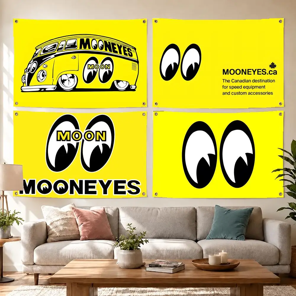 Sharp Brand MOONEYES Flags Concert Print Wall Hanging Art Banner, Indoor Outdoor Bedroom Home Decor Backdrop, Perfect Gift
