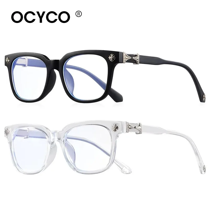 Klassische 1-teilige quadratische Anti-Blaulicht-Brille für Männer und Frauen, schwarzer und transparenter Rahmen, Unisex-Computerbrille für Damen