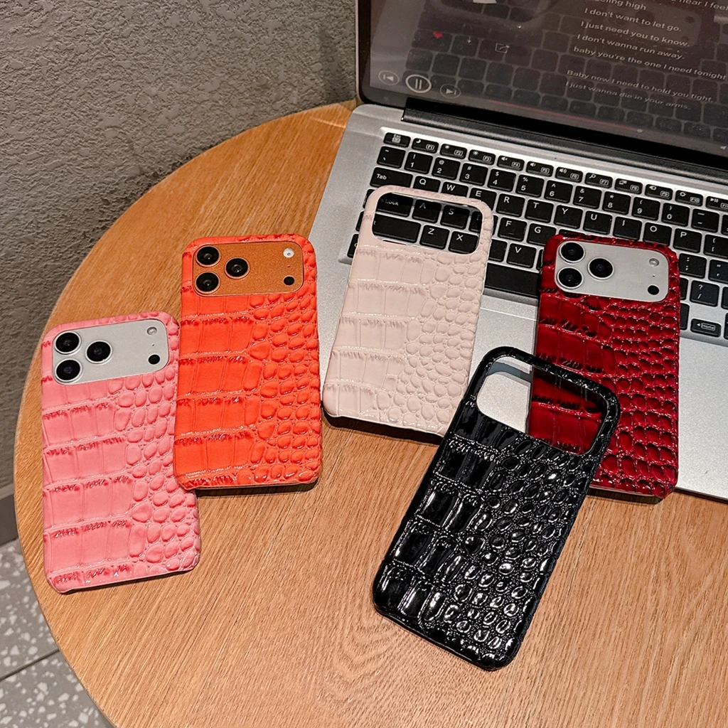 Simple Solid Color Crocodile Texture Pattern Glossy Artifici