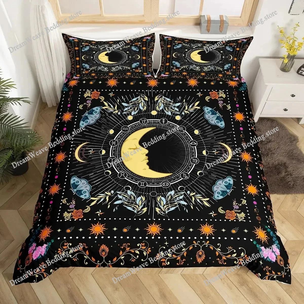 

Sun and Moon Bedding Set KingQueen Size Twelve Constellations Zodiac Comforter Cover Adults Astrology Polyester Duvet Cover