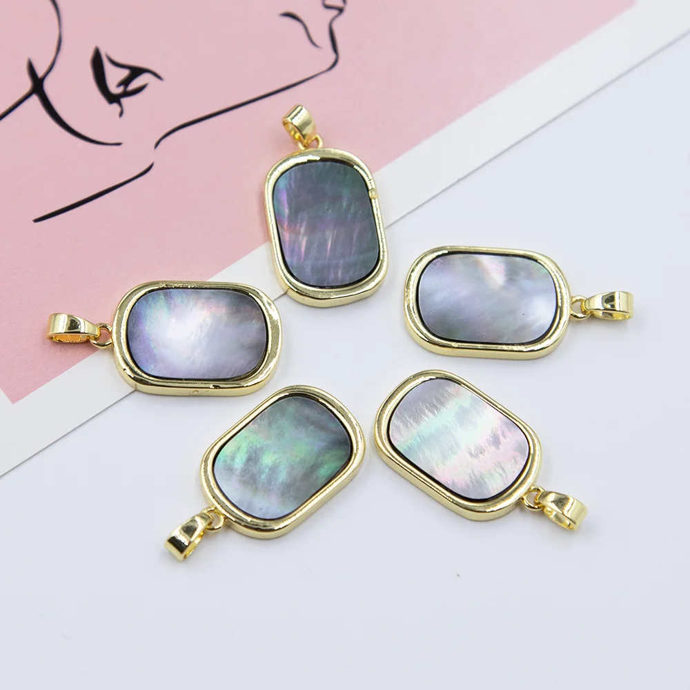 حار الوافدين الجدد 3 أحجام أذن البحر الطبيعية شل قلادة 13x21 مللي متر مستطيلة يمكن استخدامها مجوهرات DIY بها بنفسك النساء والرجال القلائد