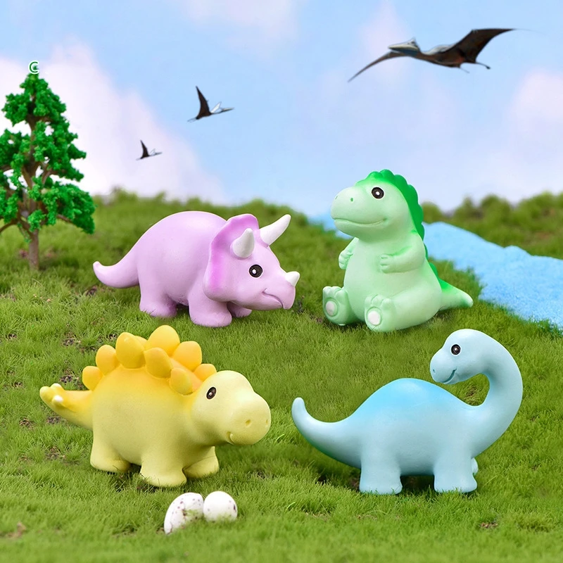 10pcs Mini Resin Cartoon Dinosaur Miniature Cartoon Small Animal Figures for Micro Fairy Garden Landscape Accessories