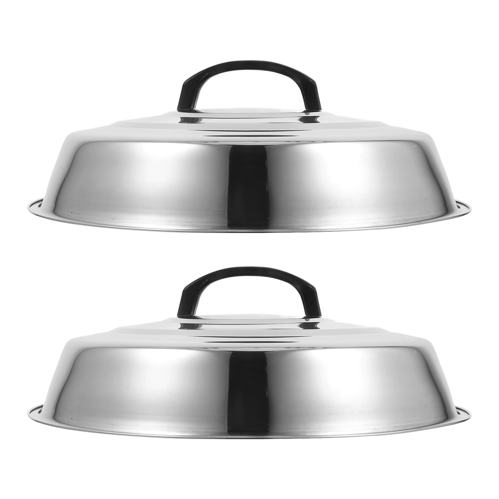 

2pcs Wok Cover Stainless Steel Skillet Lids Grill Dome Thickened Round Large Capacity Universal Pot Pan Lid Replacement
