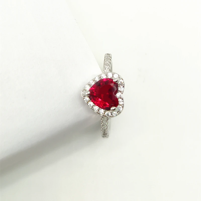CC Red Heart Ring Silver Color Love Fashion Jewelry Cubic Zirconia Wedding Bridal Engagement Accessories for Women CC829 image 3
