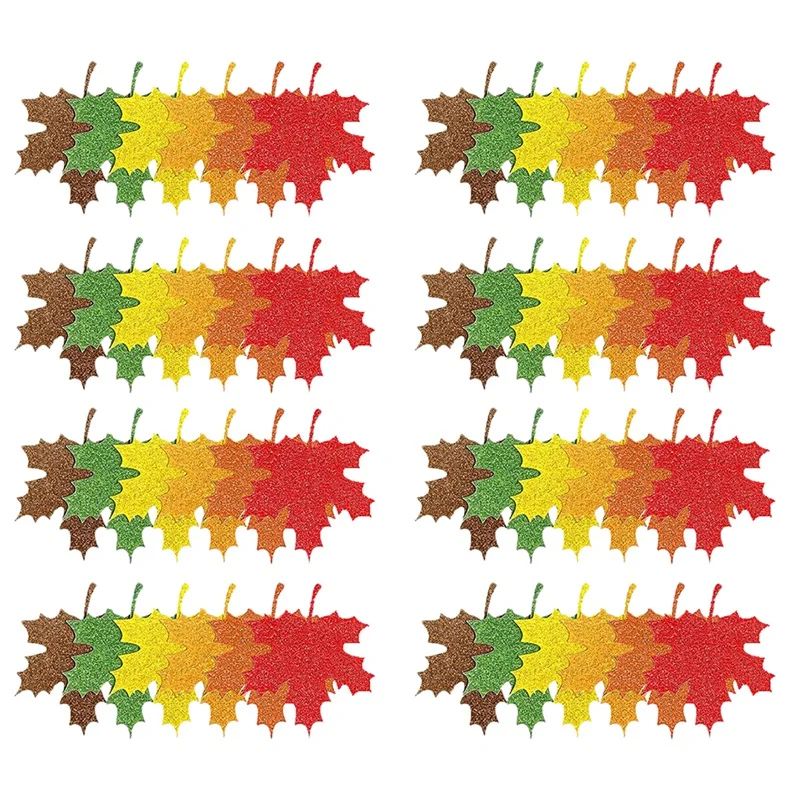 240Pcs Paper Leaves Kit 6 Color Thanksgiving Glitter Fall Maple Leaves Tags Set With Hole Hanging Sign Tags For Crafts Decor