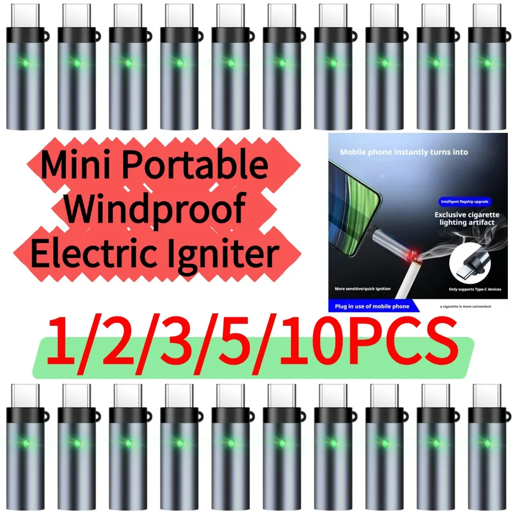 

1/2/3/5/10PCS Portable Mini Electric Igniter with Type-C Charging Windproof Energy Saving Flameless Lighter for Outdoor
