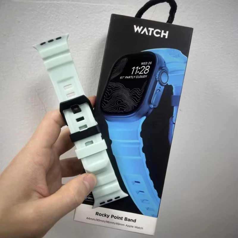 

Titanium Metal Strap Sport Silicone Band For Apple Watch Ultra 10 9 8 7 6 SE For iWatch 38mm 41mm 40mm 42mm 44mm 45mm 46mm 49mm