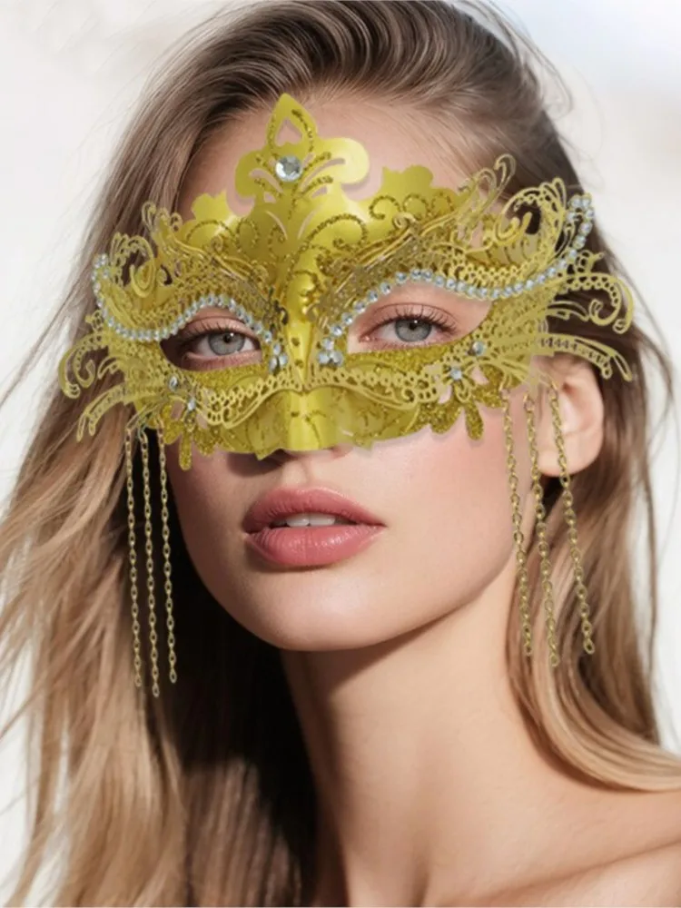Eye Mask Sexy Tassel Pteris Water Diamond Venetian Masquerade Ball Halloween Party Fancy Dress Costume Props Lady Face Mask