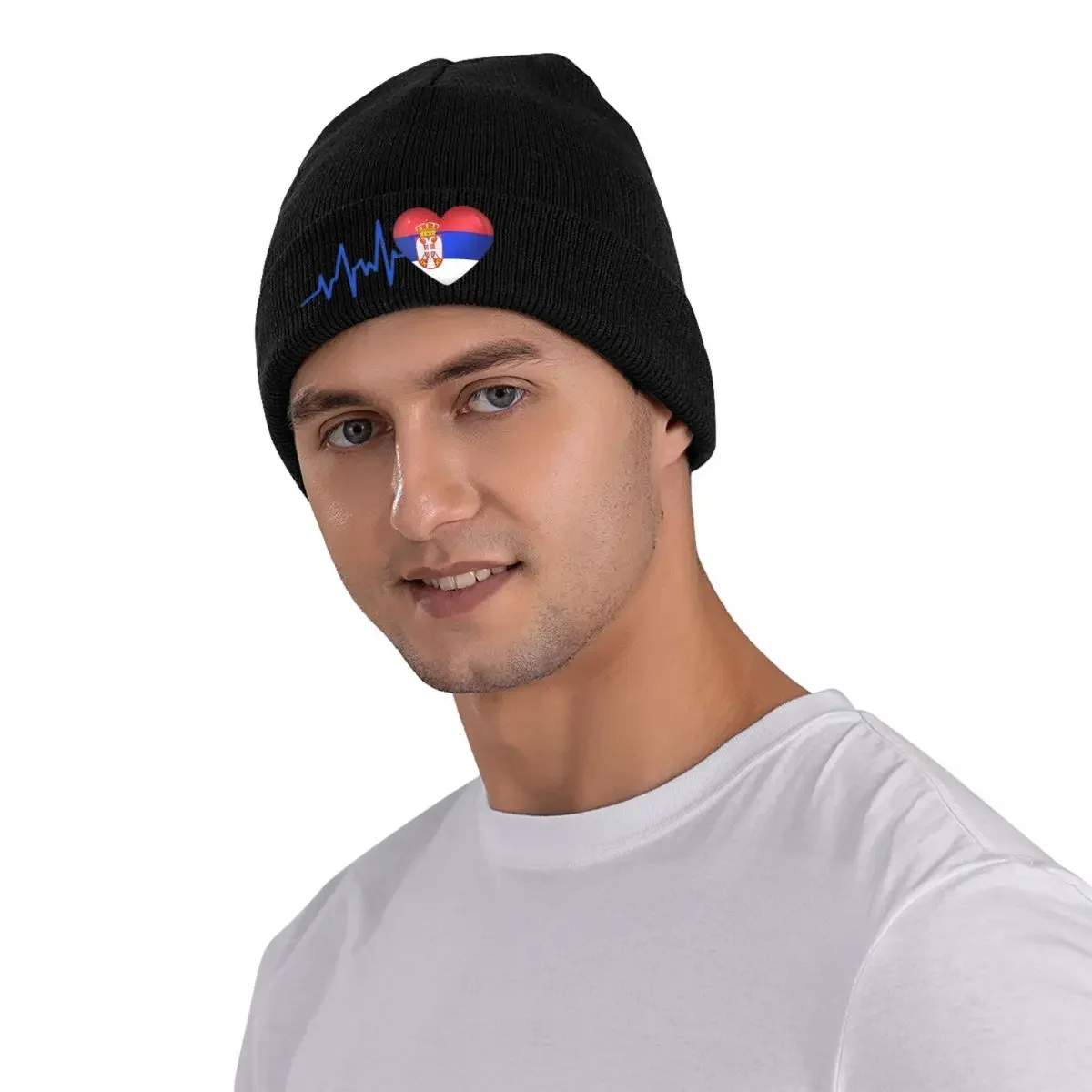 Heartbeat Serbia Flag Ecg Hat Autumn Winter Beanie Fashion Caps Female Male Acrylic Knitted Hat