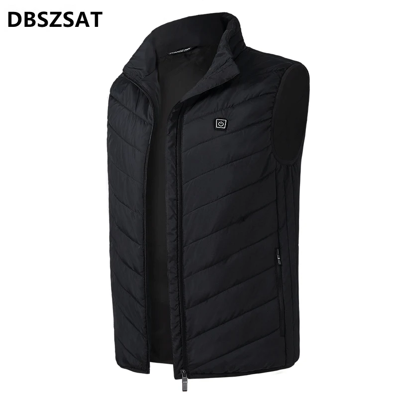 2023  Brand Winter Heated Vest Men Women 2022 Solid Color USB Heated Jacket Vest Stand Collar Outerwear Warm Heating Vest Male