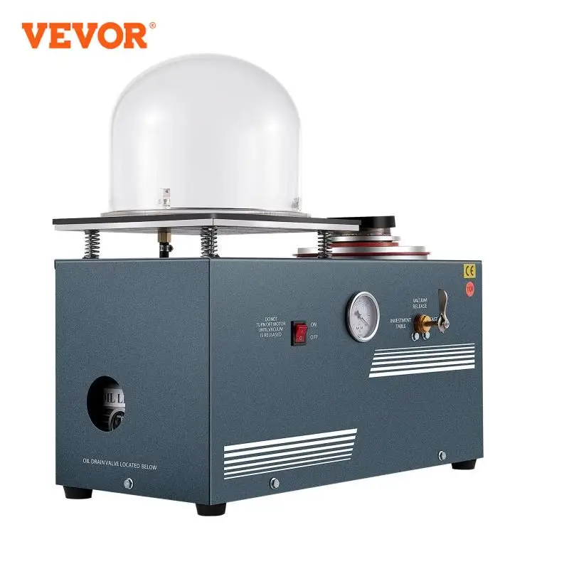 VEVOR 2L Jewelry Vacuum Cast Investment Machine Lost Wax Investing Machine with 9x8 Inch Bell Suitable for Gold Silver Copper