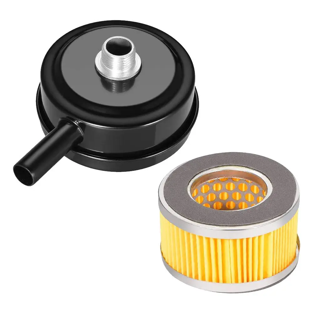 1Set Air Compressor Intake Filter Metal Shell Noise Muffler Compressor Filter Quiet Operation Core Intake Filter,