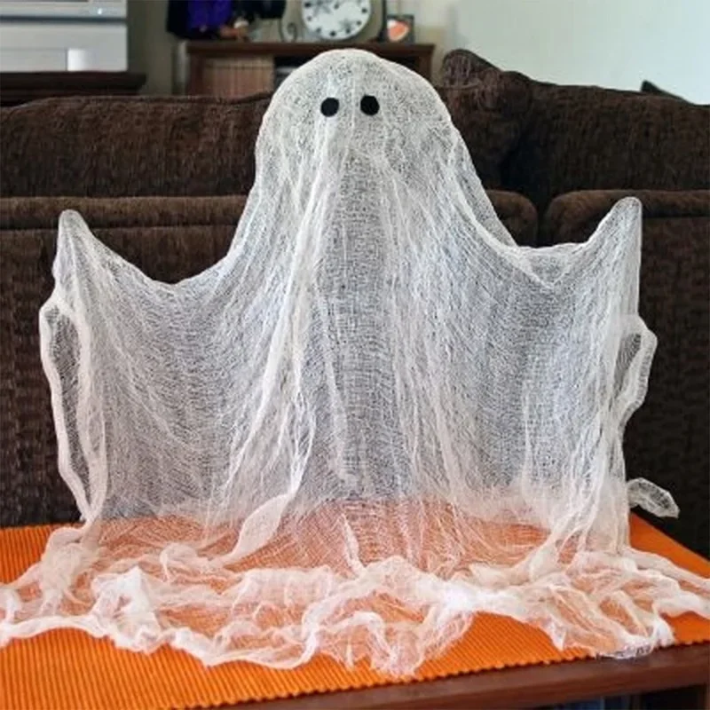 

E5 Horror Halloween Party Decoration Haunted Houses Doorway Outdoors Decorations White Creepy Cloth Scary Gauze Gothic Props