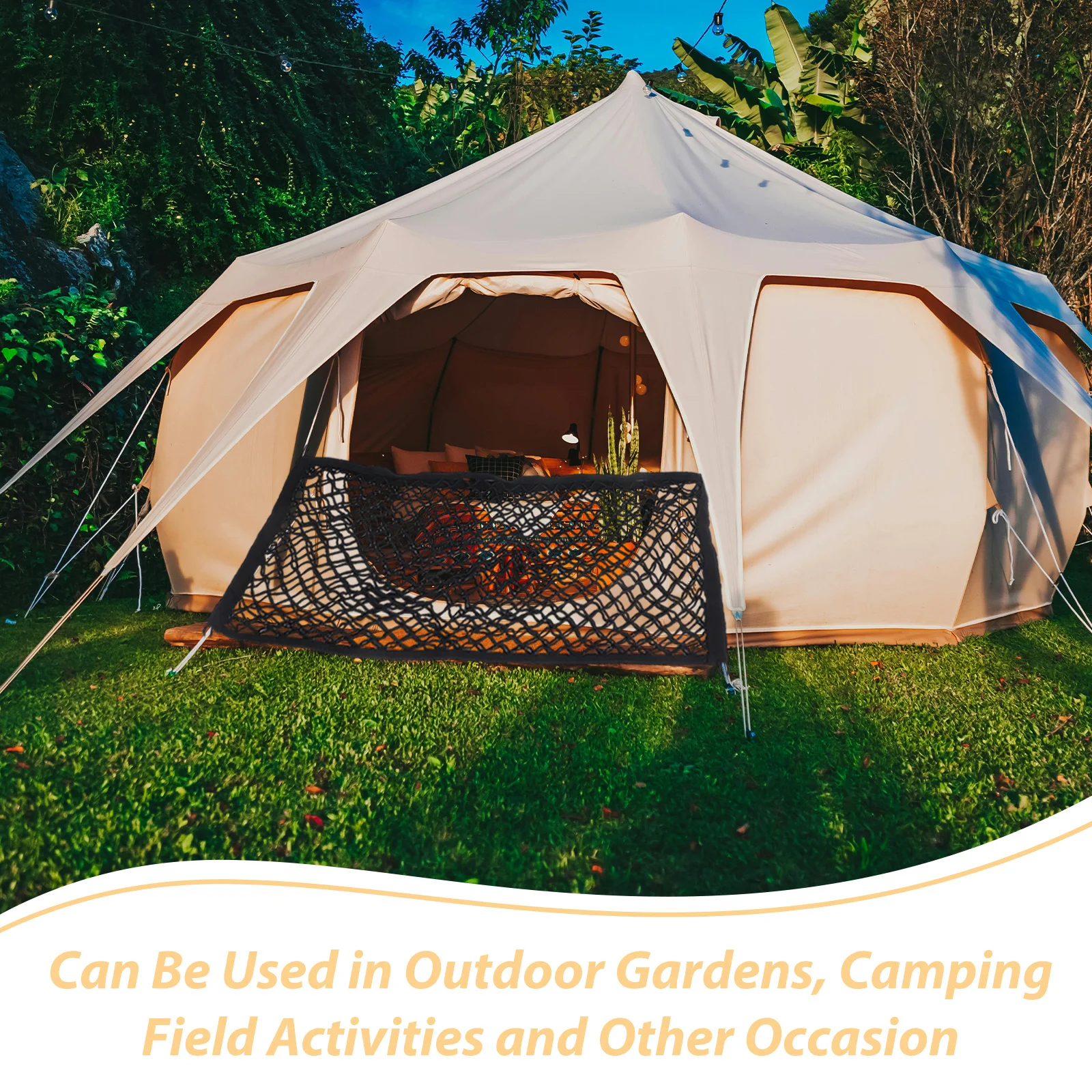 شبكة بضائع مرنة لعربة التخييم قابلة للطي وقابلة للتمدد غطاء عربة شبكي للاستخدام في الهواء الطلق شبكة بضائع بنجي