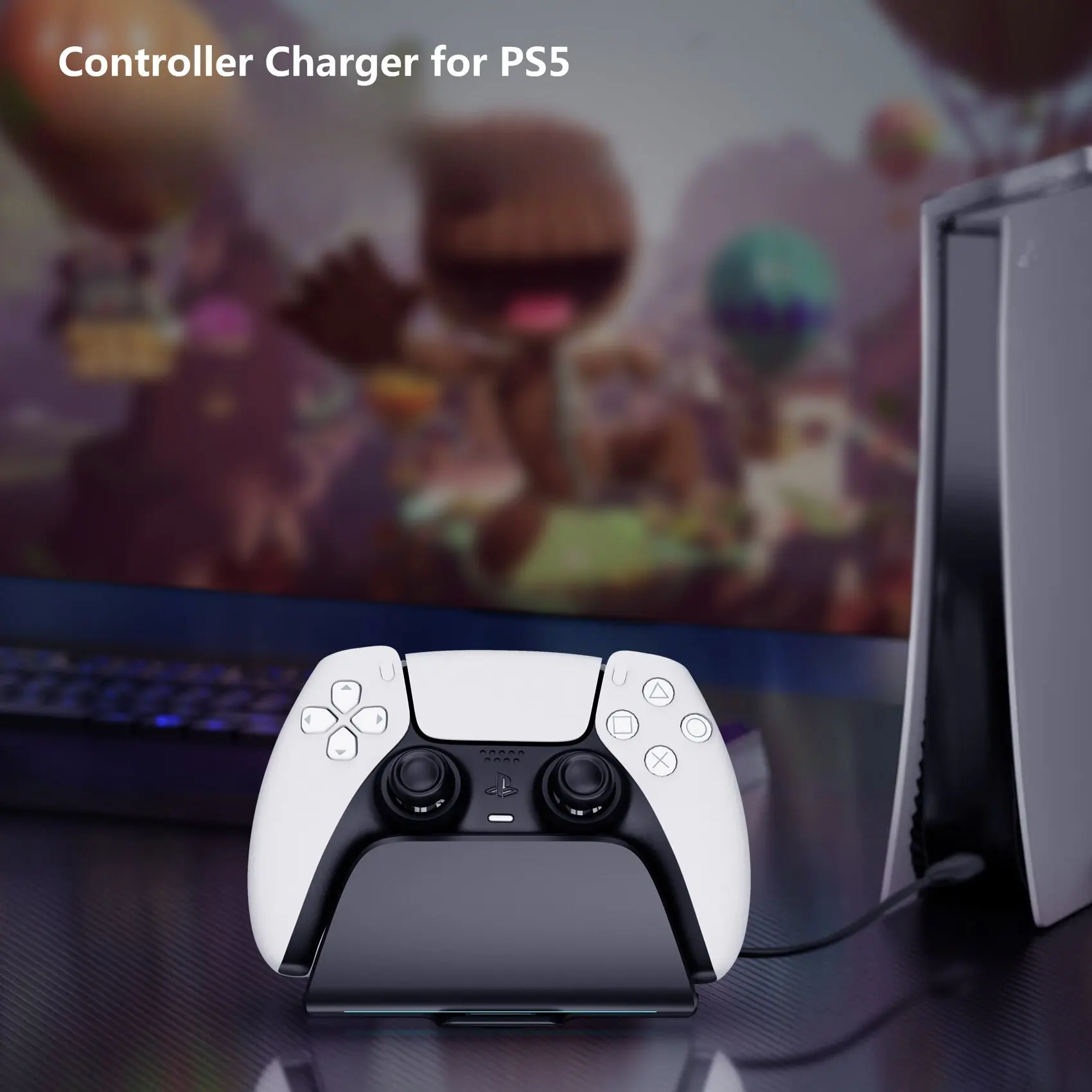 For PS5 Gamepad Quick Charging Stand for PlayStation 5 Game Controller Charger Base Dock USB Type-C Smart Charge