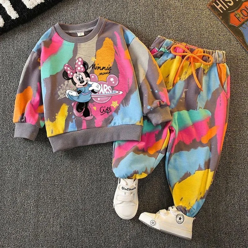 Autumn Boys Clothes long sleeve& trousers 2 Pieces Set Teenage Girls & Boys camouflage Printed Mickey Mouse Fashion Casual Top &