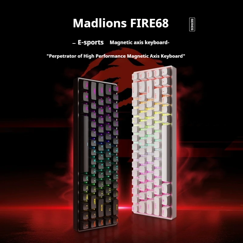 

Madlions Fire 68 Ultra Mechanical Keyboard 8k 0.2ms Magnetic Axis Aluminium Alloy Wired Keyboard Custom E-Sports Game Keyboard