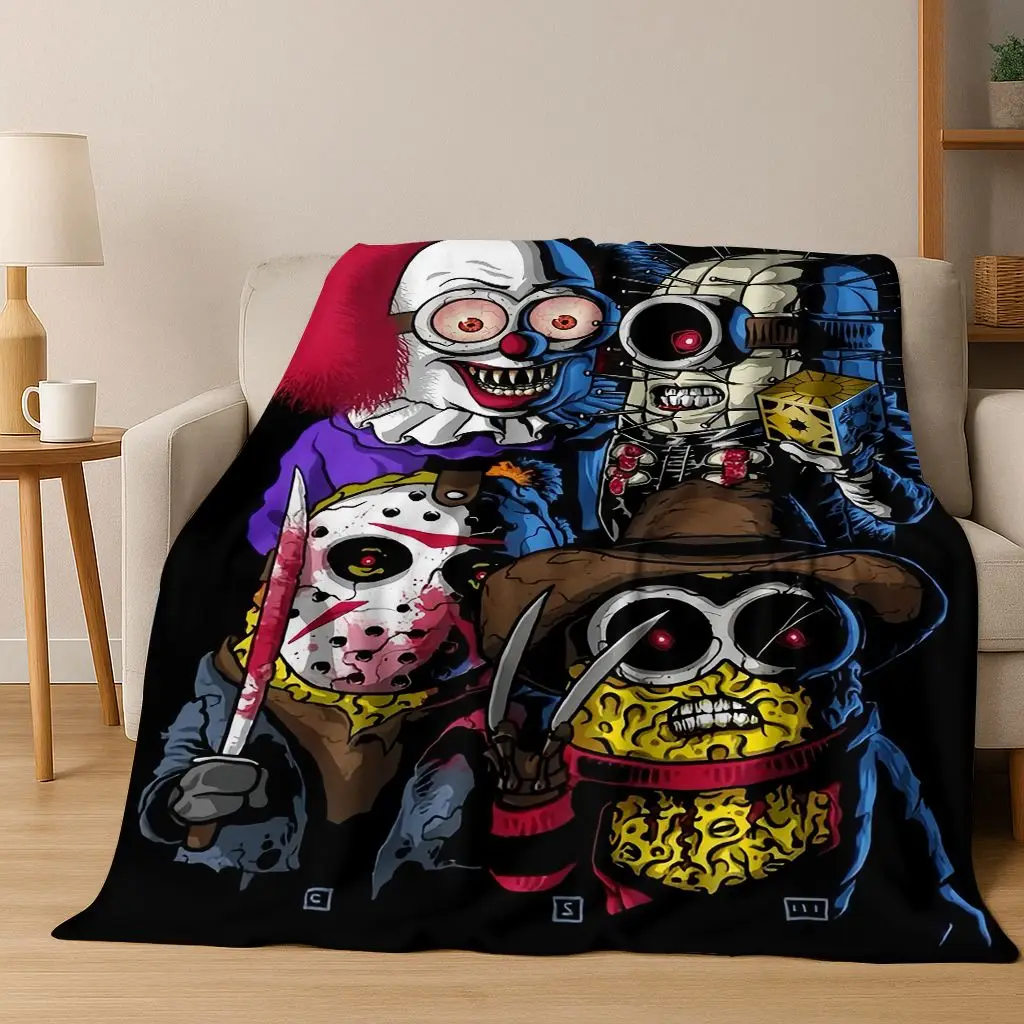 الرعب تشاكي Pennywise مهرج هالوين المنشار فريدي كروجر الفانيلا بطانية لينة بطانية دافئة لغرفة النوم غرفة المعيشة السرير نزهة