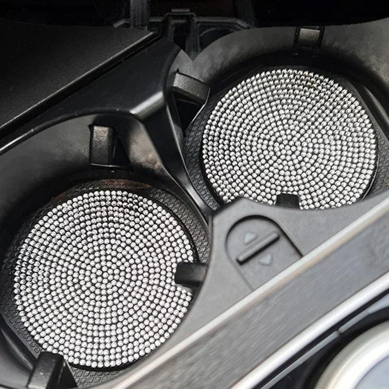 الماس سيارة كوستر كأس الماء فتحة المضادة للانزلاق حصيرة بلينغ سيارة كأس كوستر أسود وردي بطانة حماية من السيليكا حامل الكأس حصيرة السيارات سيارة الديكور
