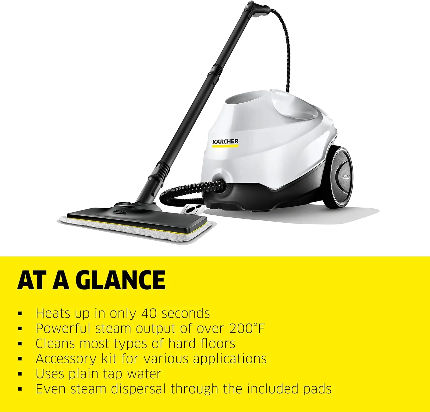 Steam Cleaner with Attachments,Multi Purpose Power Steame-Chemical-Free,40 Sec Heat-Up,Continuous Steam-for Grout,Tile and more