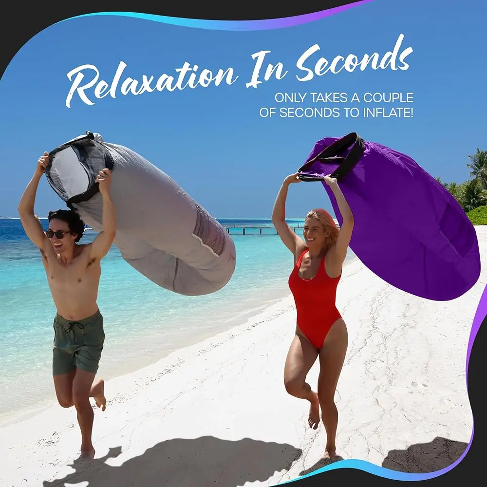 Inflatable Lounger | 210T Polyester Inflatable Chair | No-Pump Blow Up Couch | Camping Couch Air Sofa Bed W/ 450 Lbs. .,