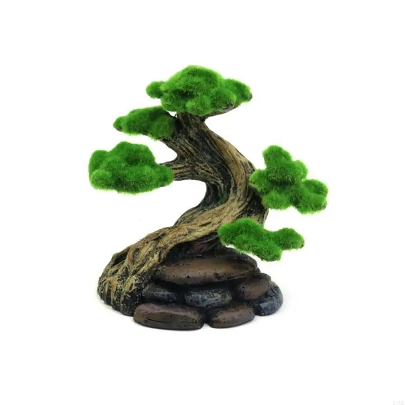 37ME Artistic Resin Moss Tree Fishtanks Ornament Natural Shelter Place for Pet Fish
