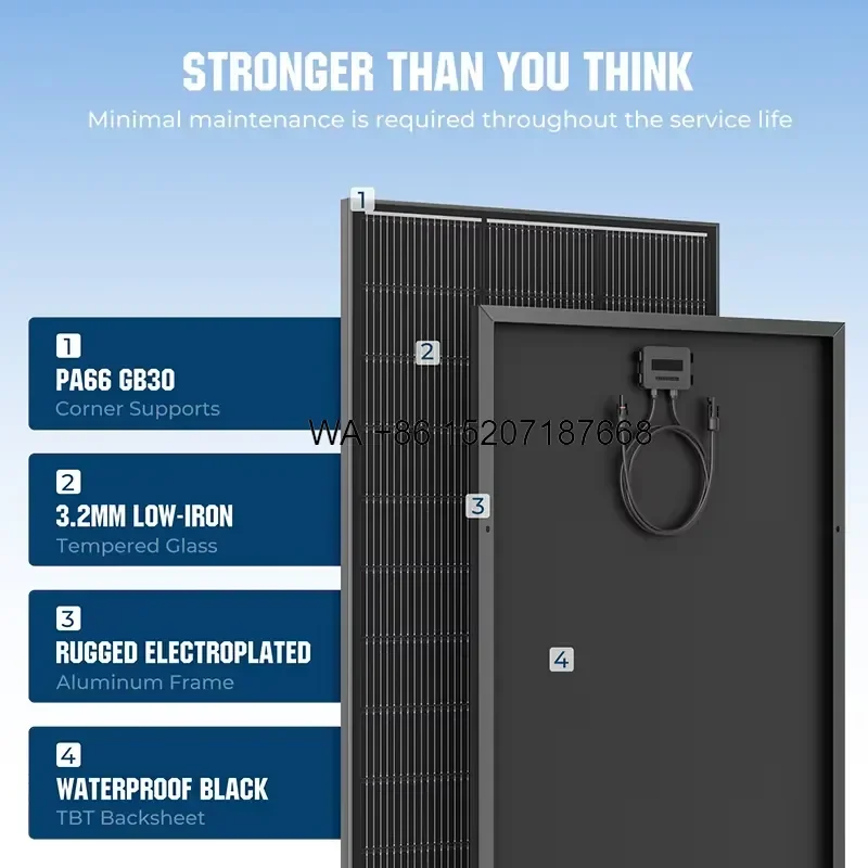 Wmwmnu 200W Half Cell Rigid Solar Panel for Home Solar Kit with OEM ODM Support High Efficiency Module