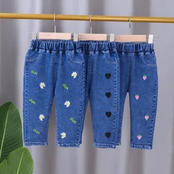 Spring Autumn New Children's Elastic Slit Flared Pants Baby Girls' Casual All Match Jeans Children Outer Wear Fashion Trousers