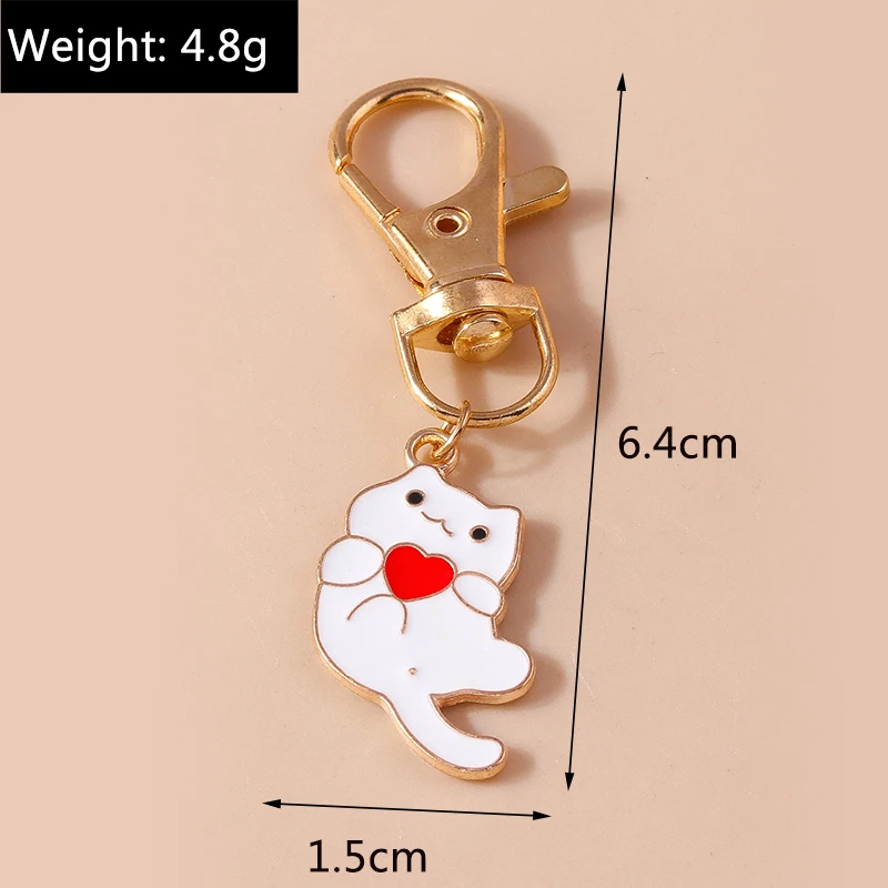 Niedlicher Emaille-Katzen-Schlüsselanhänger, Cartoon-Tier-Schlüsselanhänger, Anhänger für Frauen und Mädchen, Handtasche, Dekor, DIY, handgefertigter Schmuck, Geschenkzubehör – Detail 5