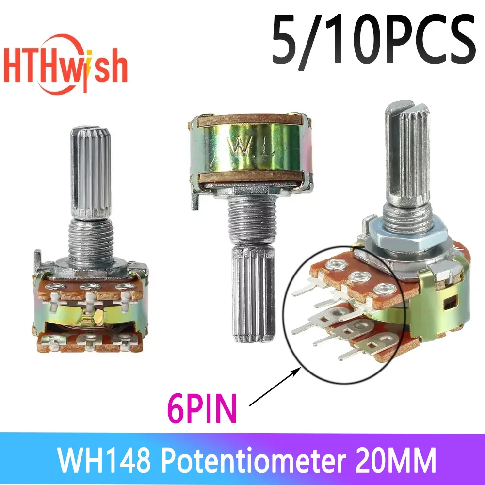 WH148 20 مللي متر 6Pin الجهد مع المكسرات والغسالات عدة 1K 2K 5K 10K 20K 50K 100K 250K 1M متغير الروتاري الكربون فيلم المقاوم #1