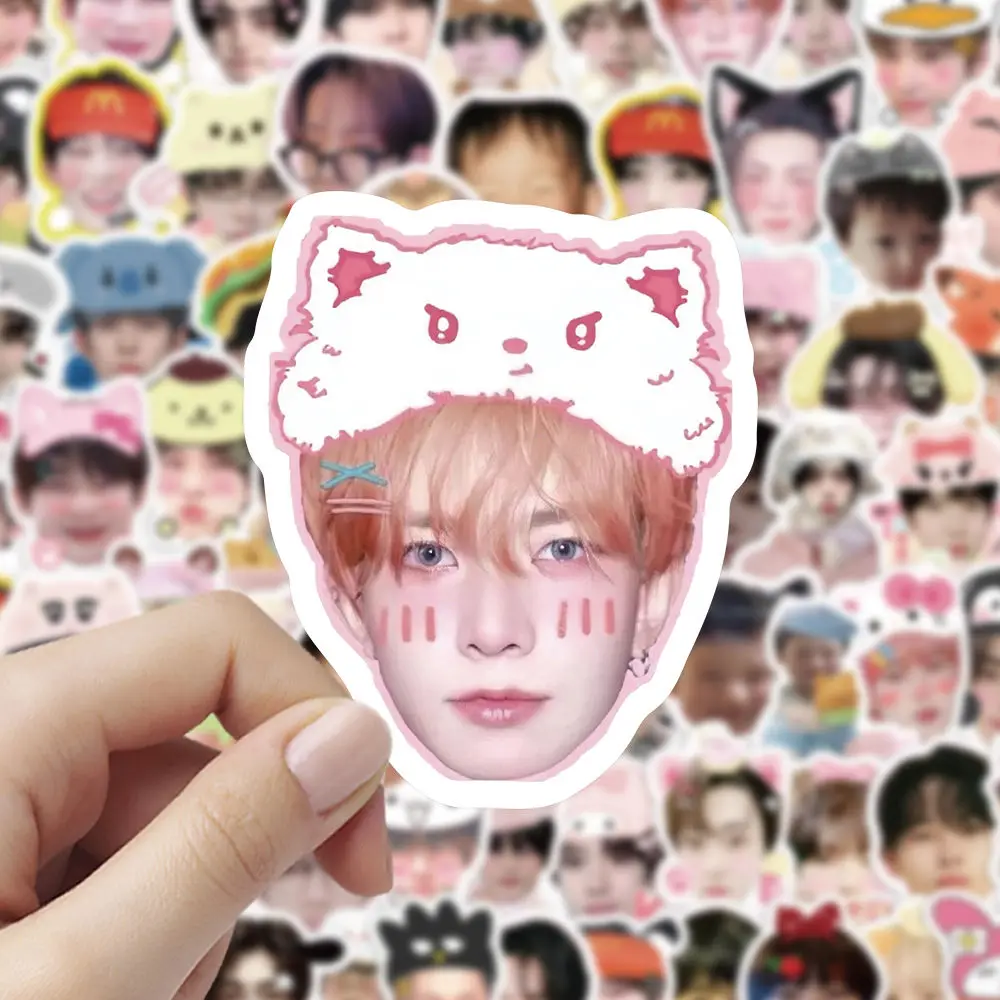 100pcs Kpop Korean Boy Band Photo Sticker JAY JAKE NI-KI Cute Big Head Stickers Kawaii Waterproof Photo Sticker Fans Collection