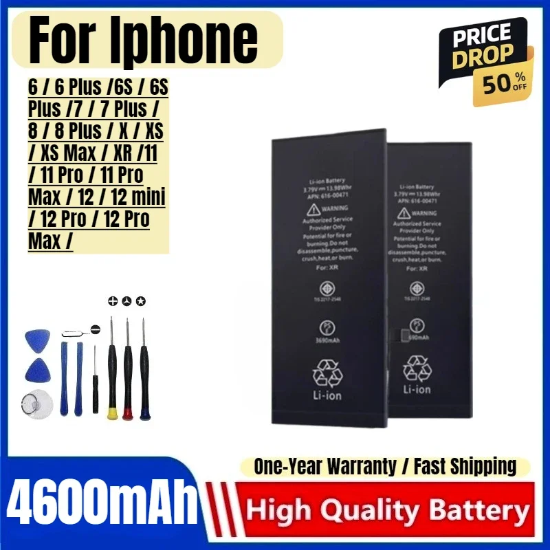 Mobile Phone Battery for Iphone X/11/14/7/8p/xr/12/xs/13  High Capacity Battery High Quality Replacement Battery with Tools