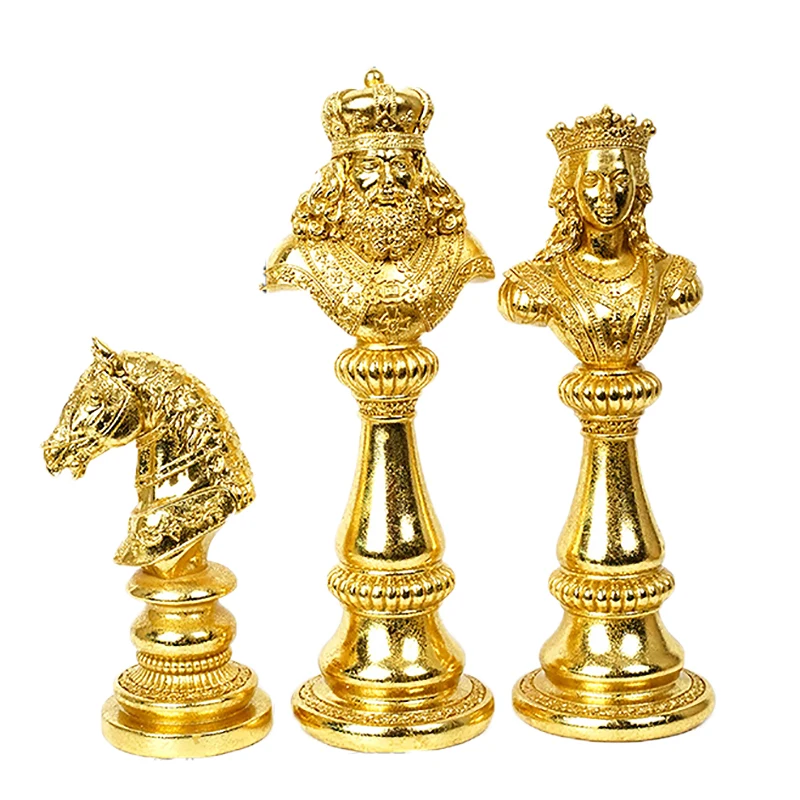 تماثل صمغي ديكور المنزل النحت الزخرفية الحديثة وأرقام غرفة المعيشة الديكور مكتب طاولة مكتبية الملك الشطرنج دروبشيبينغ #1